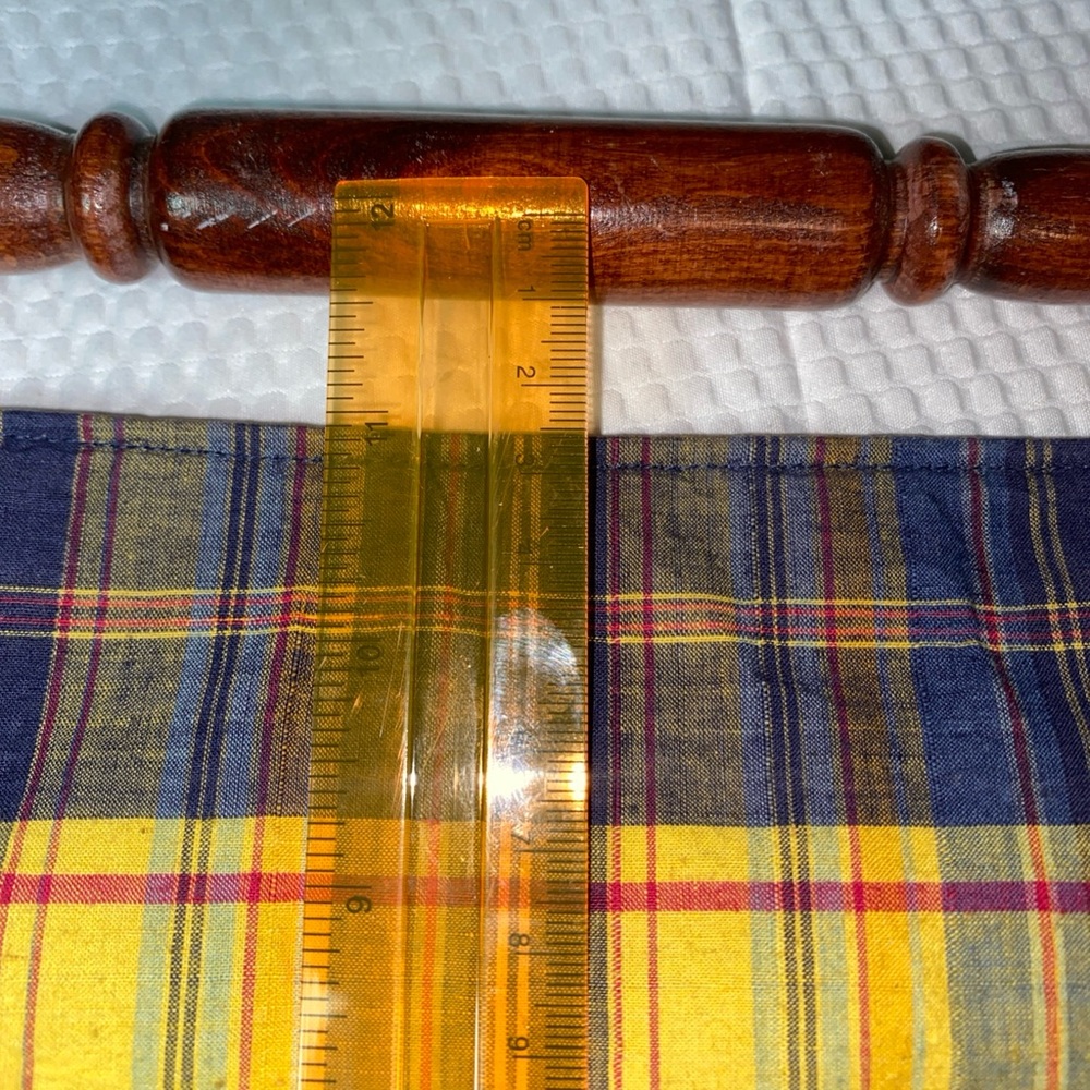 Vintage Granny Core purse/tote Yellow and blue plaid With Wooden Handle - Picture 7 of 7